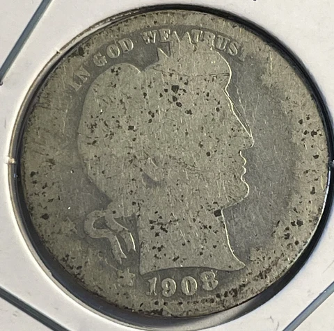 1908-P Barber Quarter - 90% Silver - Free Delivery - P16-23 Cover