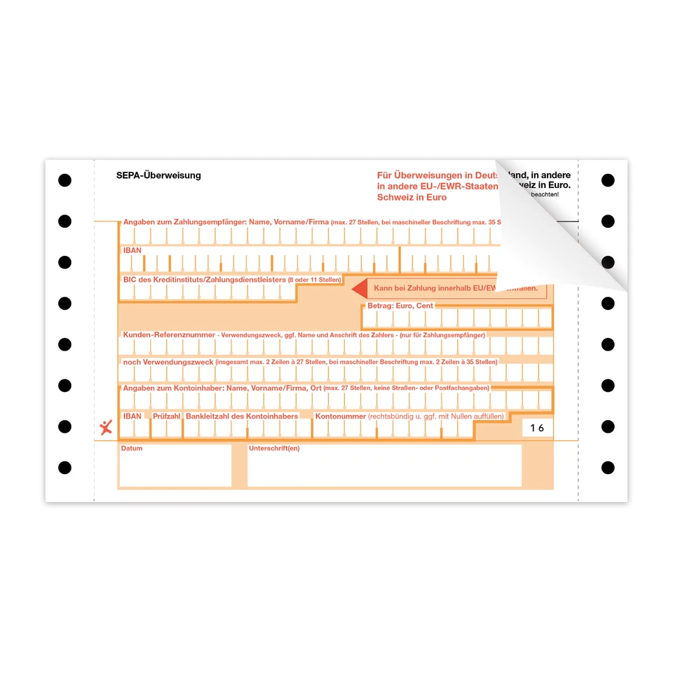 LITFAX SEPA Überweisungen Überweisungsträger Vordrucke 2-fach endlos - Bankformulare