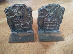 Antique Bradley Hubbard B&H Cast Iron Bookends Authors Poets Shakespeare RARE! - Picture 1 of 12
