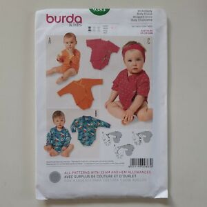 Burda Sewing Pattern 9383 Infant Toddler Wrapped Onsie Pattern Size 1M-18M FF