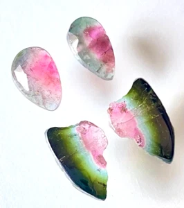 Natural Watermelon Tourmaline Slices Earring Loose Gemstone Jewellery 6.90 Cts. - Picture 1 of 6