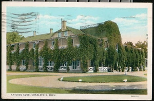 CHARLEVOIX MI Chicago Club Clubhouse Vintage 1933 Michigan Postcard - Picture 1 of 2