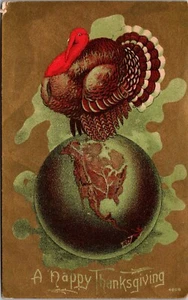 Cartolina d'epoca saluto del Ringraziamento Turchia su globo JW4 - Foto 1 di 2