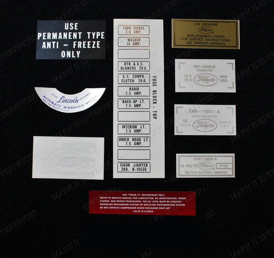 Lincoln Continental Mark II 1957 juego de calcomanías con aire acondicionado juego de 9 piezas Foto 1 de 1