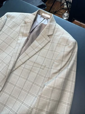 Blazer CHAPS Ventana Taupe/Beige 44L Bolsillos aún sembrados cerrados EXCELENTE VENTA Foto 1 de 4