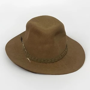 Sombrero Fedora de Lana Sundance Aventurero Talla Grande BRONER Pluma Marrón Hecho en EE. UU. - Imagen 1 de 7