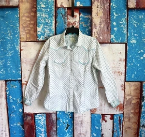 Women's Panhandle Rough Stock Cowboy Western Shirt Pearl Cuff XLARGE White Multi - Picture 1 of 12