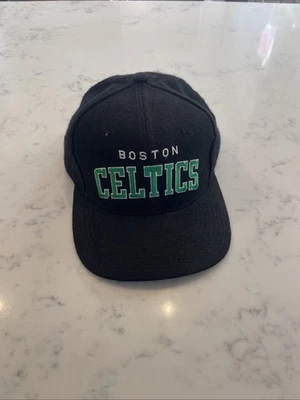 Vintage Starter Boston Celtics Wool Snapback Hat NBA Black RARE 90s Streetwear  - Image 1 of 4