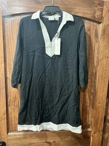 Rachel Zoe Womens Linen Blend Black Dress With Pockets Button Closure Size S NWT - Picture 1 of 4