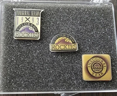 1993 Colorado Rockies Inaugural MLB Baseball Season 3 Pin Set /50,000 In Box - Image 1 of 4