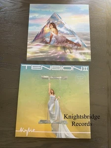 KYLIE MINOGUE TENSION II CRYSTAL CLEAR VINYL & HAND SIGNED PRINT AUTOGRAPHED - Picture 1 of 4