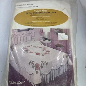 Progress Applique Quilt Kit #1518 Calico Rose Stamped For Embroidery 79" x 97" - Picture 1 of 5