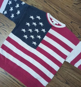 Vintage 90’s Damen XL/XXL The Limited American Flag Pullover All Over Print Y2K - Bild 1 von 6