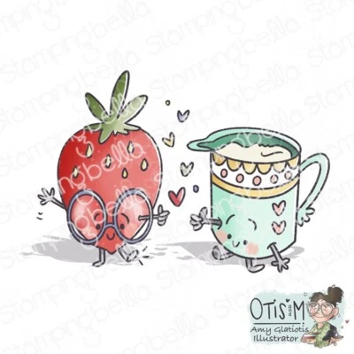 SPEC-TACULAR STRAWBERRIES & CREAM-Stamping Bella Rubber Stamp-Craft-Food-Pairs - Image 1 of 3
