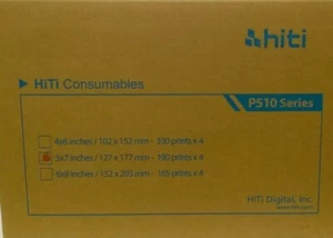 HiTi P510 5x7 Papier und Farbband für 760 Ausdrucke 13x18 4er Pack Spulen - Bild 1 von 1