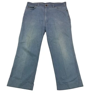 VTG Levi Strauss 1970s Blue Jeans 38 Waist Stretch Relax Skosh Orange Tab Hemmed - Picture 1 of 11