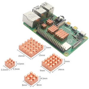 4PCS / Set Kupfer Kühlkörper Kühler Kühlzubehör für Raspberry Pi 4 Modell B. - Bild 1 von 2