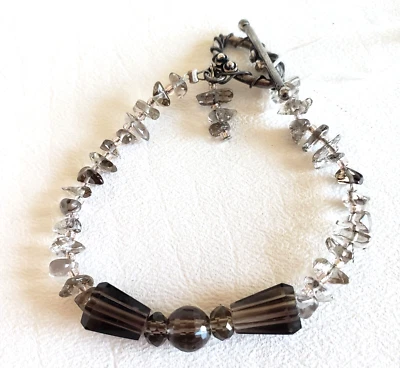 Pulsera de cuarzo ahumado con astillas facetadas arco con cuentas barril delicado estilo moda palanca Foto 1 de 4