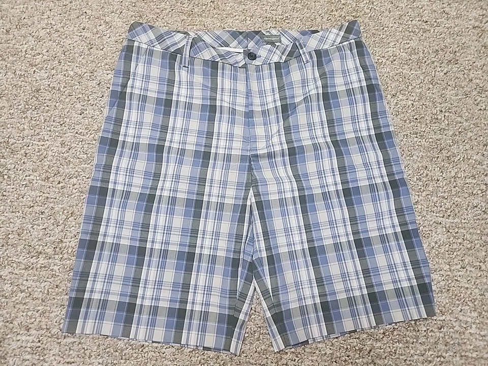 Ashworth Golf Shorts Men's 36x10 Periwinkle Blue & Gray Plaid Classic Stretch - Image 1 of 4