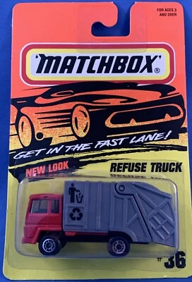 MATCHBOX 1996 Model Year # 36 RED REFUSE TRUCK MB36-D24 New on Card - Image 1 of 4