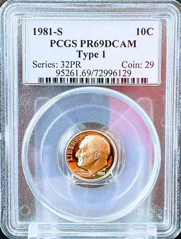 1981-S Roosevelt DIME 10c Ten PROOF COIN 1981 S PCGS PR69 DCAM Deep Cameo Cover