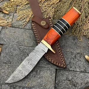 SHARD™® Custom HAND FORGED Damascus Skinner Knife Hunting & Camping W/Sheath - Picture 1 of 9