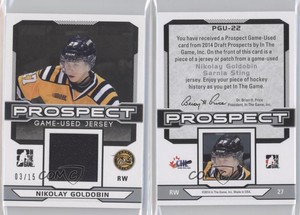 2014 ITG Draft Prospects Prospect Game Used Silver Jersey /15 Nikolay Goldobin