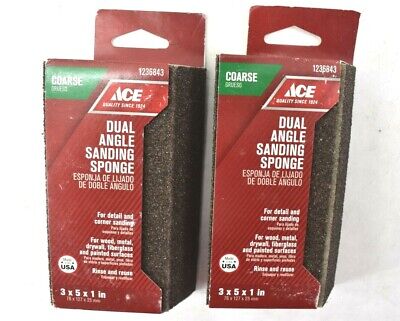 Lot Of 2 Ace Dual Angle Corner Detail Sanding Sponge Coarse 3 X 5 X 1  • 9.81£