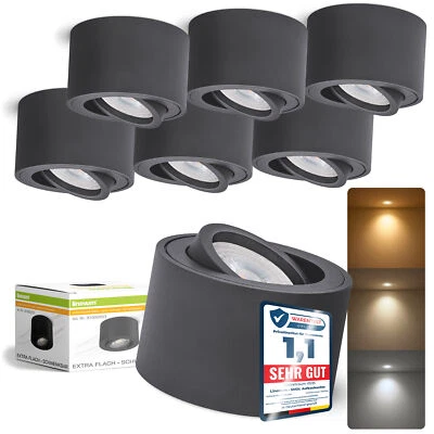 LINOVUM 6er Set SMOL Aufbauspot flach schwenkbar anthrazit LED Lampe drei Lichtfarben