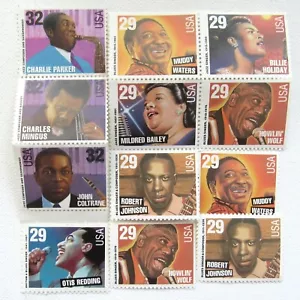 Blues and Jazz Singers 29 Cent US Stamps 1994 Set of 12 Excellent Condition - Picture 1 of 1