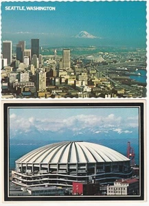 (2) Postales de béisbol, estadio de fútbol americano Seattle Kingdome Mariners #2 - Imagen 1 de 2