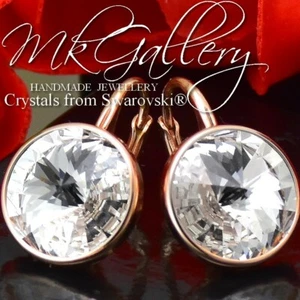 Rose Gold Plated Silver Earrings Crystal (Clear) Rivoli Crystal from Swarovski® - Picture 1 of 9