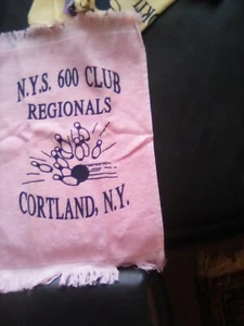 Vintage cannon Bowling towel Nys 600 club regionals Cortland NY new York pink - Picture 1 of 2