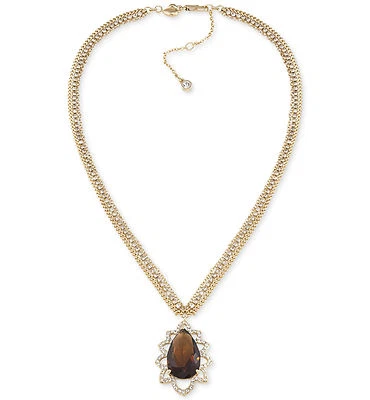 Collar Colgante CAROLEE Nueva York Topacio Simulado Pavé, Tono Dorado $95 Nuevo Foto 1 de 2