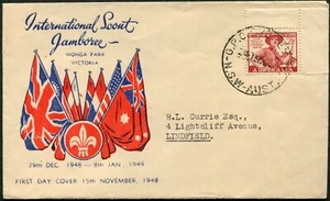 1948 Australia Pan-Pacific Scout Jamboree 2 1/2d Addressed FDC, Very Good Cond - Bild 1 von 1