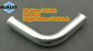 64mm 2.5" inch 75 Degree Aluminum Turbo Intercooler Pipe Tube Tubing L= 600mm - Picture 1 of 7