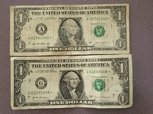 $1 One Dollar Bill - STAR NOTES, 2 bills - Bild 1 von 2