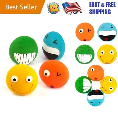 Interactive Latex Dog Toy Set - 4 Colorful Squeaky Balls for Small Dogs - Image 1 of 4