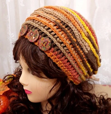 Berretto Capello Invernale Da Donna Ragazza In Lana All'uncinetto Fatto a Mano - Immagine 1 di 4