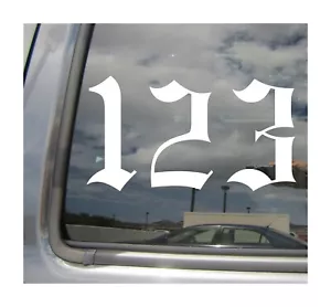 3 inch Old English Area Code Numbers - OG Hood - Car Vinyl Decal Sticker 10117 - Picture 1 of 2