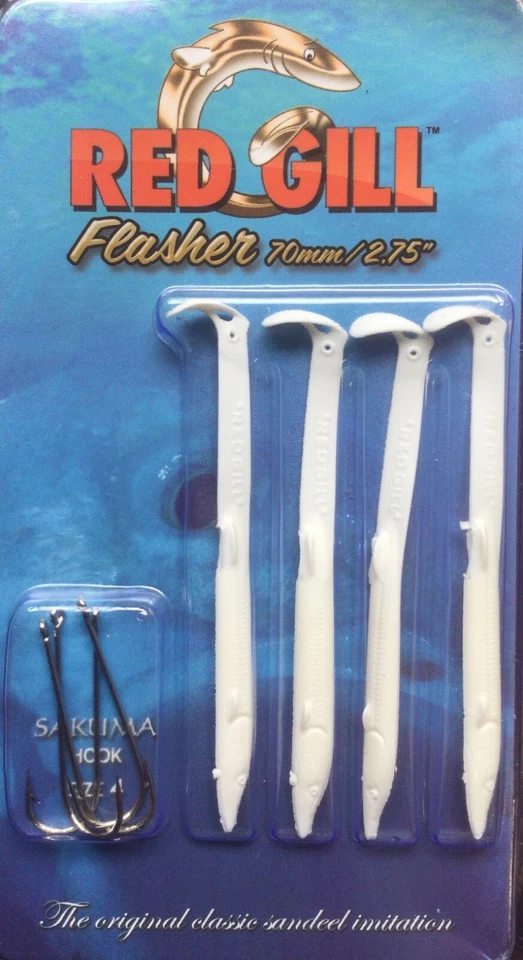 RED GILL FLASHER - WHITE 70mm ( 2.75" ) - 4 PIECES - SEA FISHING LURE - Image 1 of 1