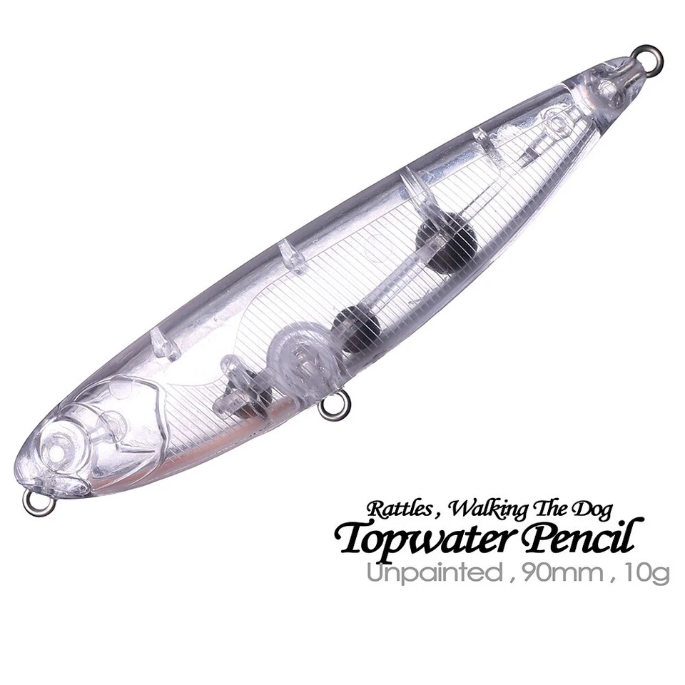 20PCS 9cm 10g Rattle Topwater Pencil Unpainted Bait Blank Fishing Lure model - Image 1 of 4