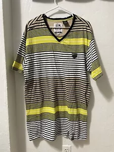 AKDMKS T-shirt men'sstriped yellowblack short sleeves Cotton Size XL#13 - Picture 1 of 10