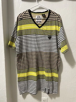 AKDMKS Camiseta Hombre Rayas Amarillo Negro Manga Corta Algodón Talla XL#13 Foto 1 de 4