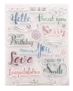 Clear Stamp - Silicone - SENTIMENTS Happy Birthday Thank you Congratulations - Picture 1 of 4