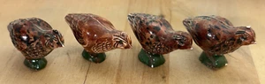 Set 4 uccellini di quaglia in miniatura, ceramica porcellana, 1,25"h ALCUNI FIOCCHI DI SMALTO - Foto 1 di 5