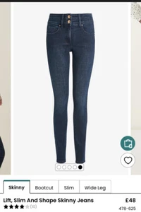 Next Lift, Slim & Shape Inky Blue Jeans Size 8 long skinny High Rise RRP £48 - Picture 1 of 7