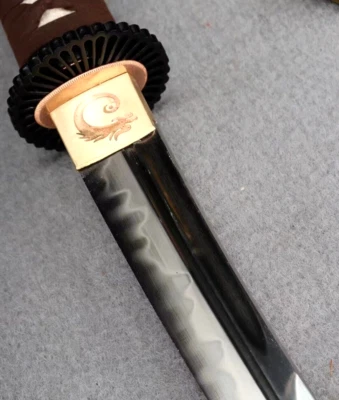 Unusual Japanese Tanto Samurai Katana Knife Sword T10 Steel Clay Tempered Blade - Image 1 of 4