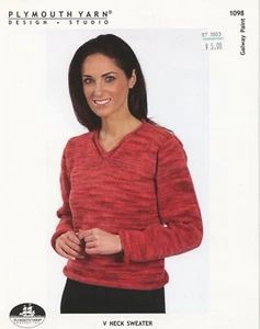 Plymouth Strickmuster 1098 Galway Farbe V-Ausschnitt Pullover - Damen - Bild 1 von 2