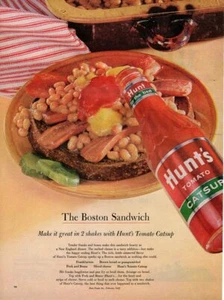 Impresión publicitaria vintage Food HUNT'S Catsup Tomate Make Boston Sandwich 1963 - Imagen 1 de 1